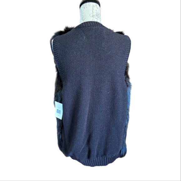 Sebby Collection Black Faux Fur Knit Vest L - Picture 6 of 11